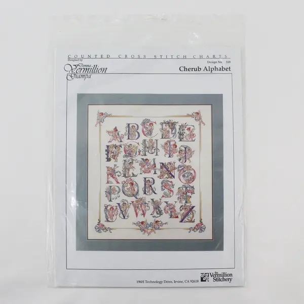 Vermillion Stitchery Cherub Alphabet #118 Cross-Stitch Pattern by Donna Giampa