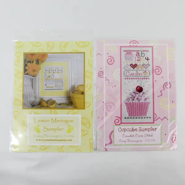Lot of 2 Casey Buonaugurio Cross-Stitch Samplers 2006 New Sealed in Plastic