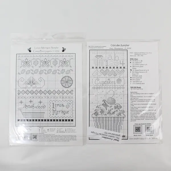 Lot of 2 Casey Buonaugurio Cross-Stitch Samplers 2006 New Sealed in Plastic