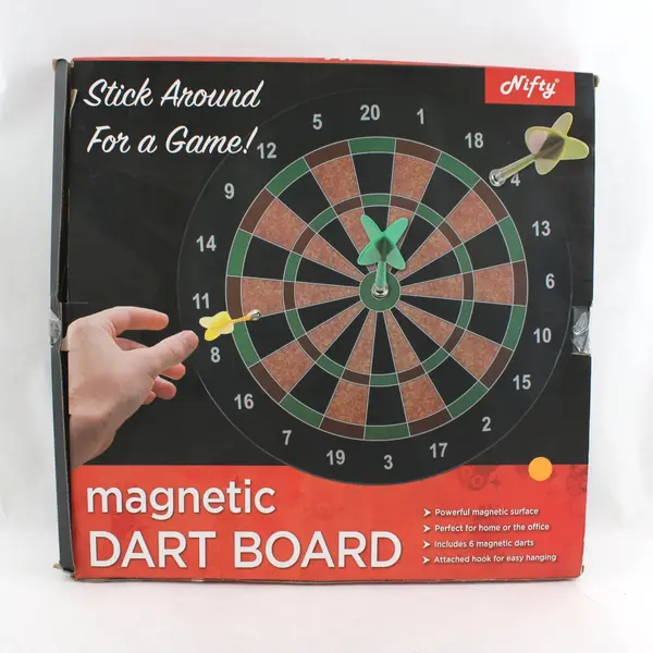 Nifty Magnetic Dart Board and Six Darts - Open Box