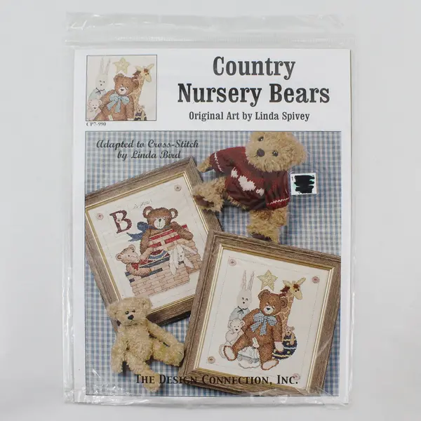 Single Cross Stitch Pattern Country Nursery Bears Original Art by Linda Spivey