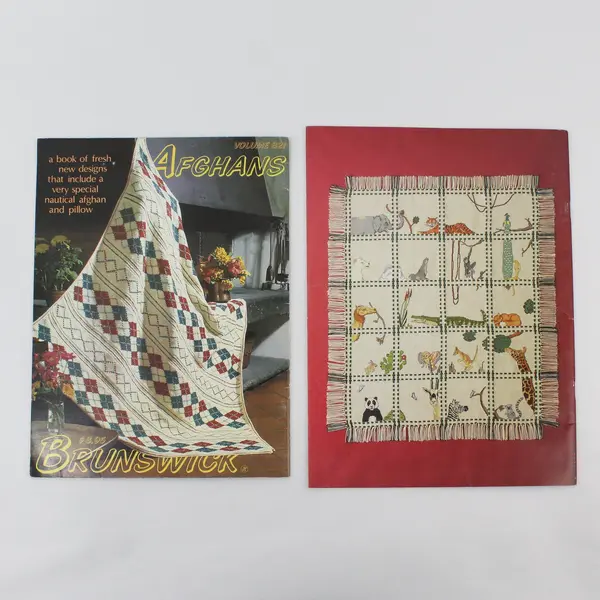 Lot of 2 Vintage Afghan Pattern Booklets Brunswick 1982 Graphworks 1989