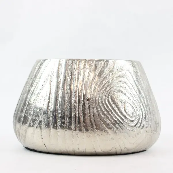 Torre & Tagus Silver Textured Woodgrain Oval Vase India