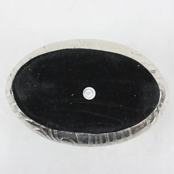 Torre & Tagus Silver Textured Woodgrain Oval Vase India