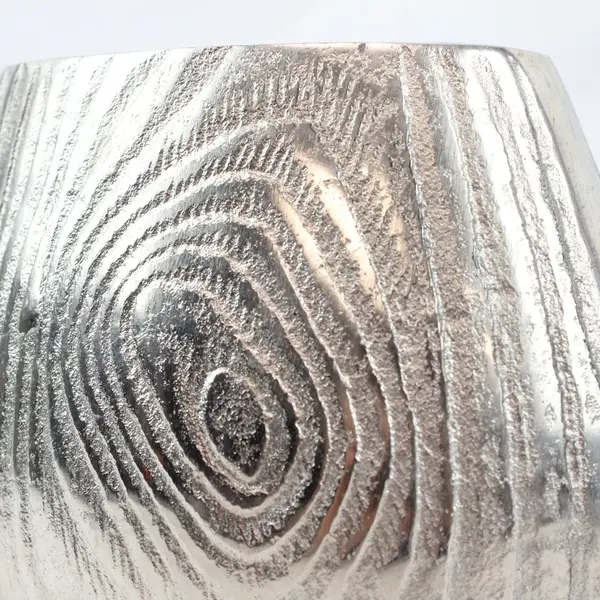 Torre & Tagus Silver Textured Woodgrain Oval Vase India