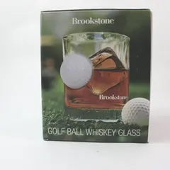 Brookstone Golf Ball Whiskey Glass Clear Golf Theme Dad Barware 