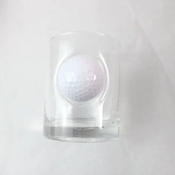 Brookstone Golf Ball Whiskey Glass Clear Golf Theme Dad Barware 