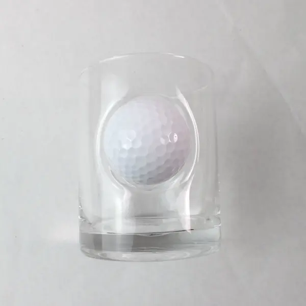 Brookstone Golf Ball Whiskey Glass Clear Golf Theme Dad Barware 
