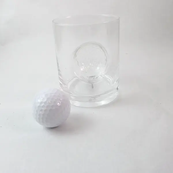 Brookstone Golf Ball Whiskey Glass Clear Golf Theme Dad Barware 