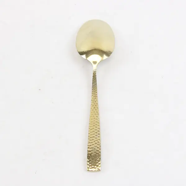 Fortessa Lucca Faceted Brushed Gold 18/10 SS Oval Soup Spoon 7.25" Rare HTF Pat