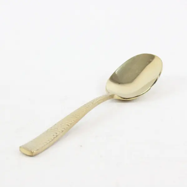 Fortessa Lucca Faceted Brushed Gold 18/10 SS Oval Soup Spoon 7.25" Rare HTF Pat