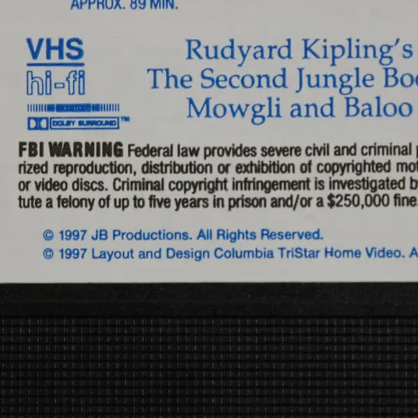 Rudyard Kipling's The Second Jungle Book VHS Tape 1997, #49330 