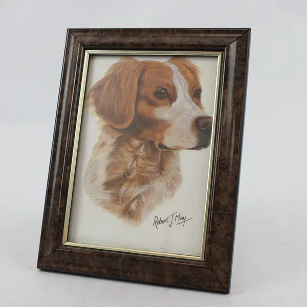 Signed Robert J. May Framed Dog Portrait Print in Frame