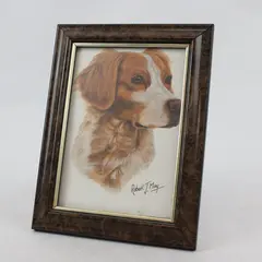 Signed Robert J. May Framed Dog Portrait Print in Frame