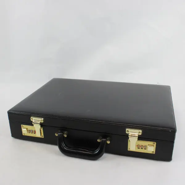 Bovano Black Faux Leather Combination Lock Briefcase