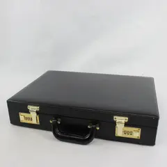 Bovano Black Faux Leather Combination Lock Briefcase