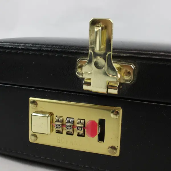 Bovano Black Faux Leather Combination Lock Briefcase