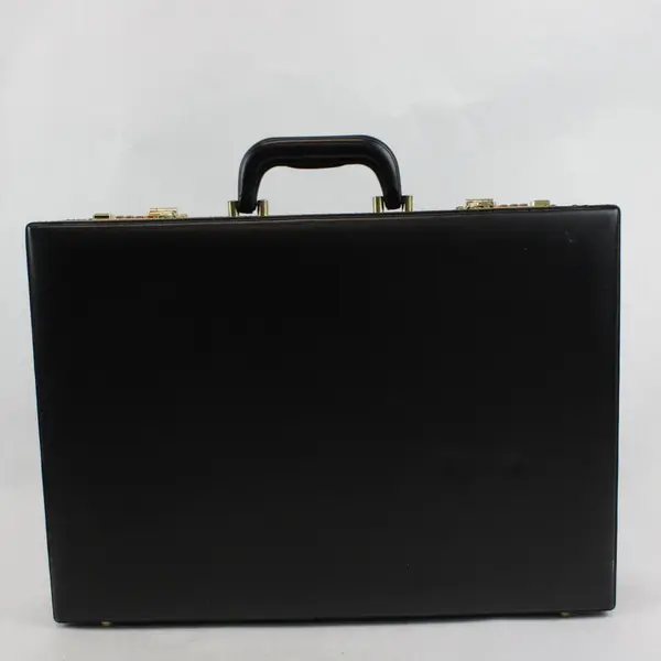 Bovano Black Faux Leather Combination Lock Briefcase