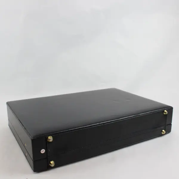 Bovano Black Faux Leather Combination Lock Briefcase