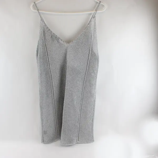 Say What Shiny Silver Knit Mesh Mini Dress Women's XL