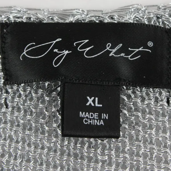 Say What Shiny Silver Knit Mesh Mini Dress Women's XL