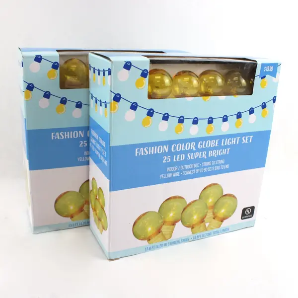 Set of 2 Rite Aid Fashion Color Globe Light Sets 25 LED Yellow