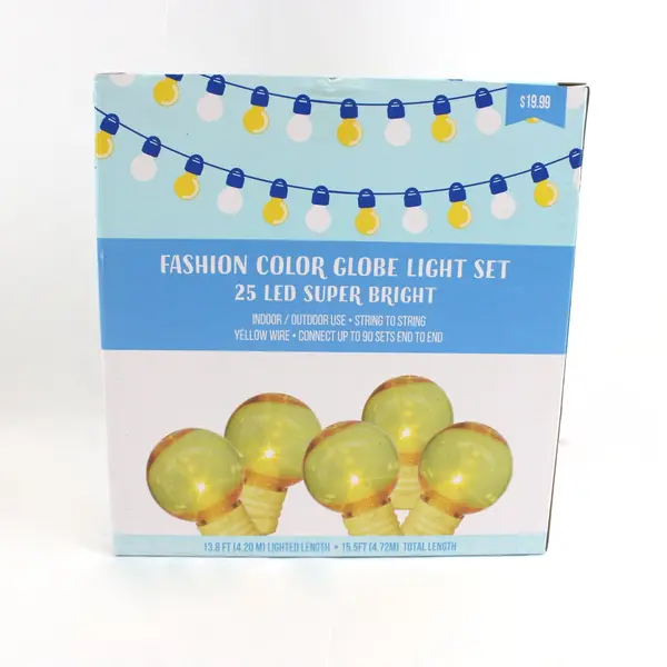 Set of 2 Rite Aid Fashion Color Globe Light Sets 25 LED Yellow