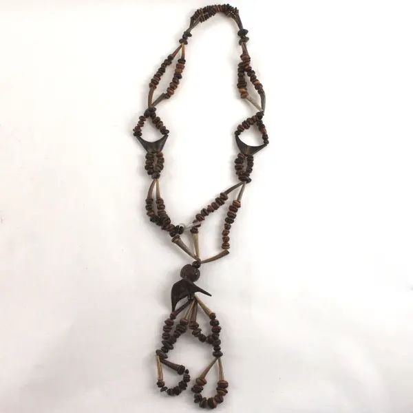 Brown Seed Shell Boho Beaded Necklace 23"