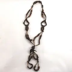 Brown Seed Shell Boho Beaded Necklace 23"