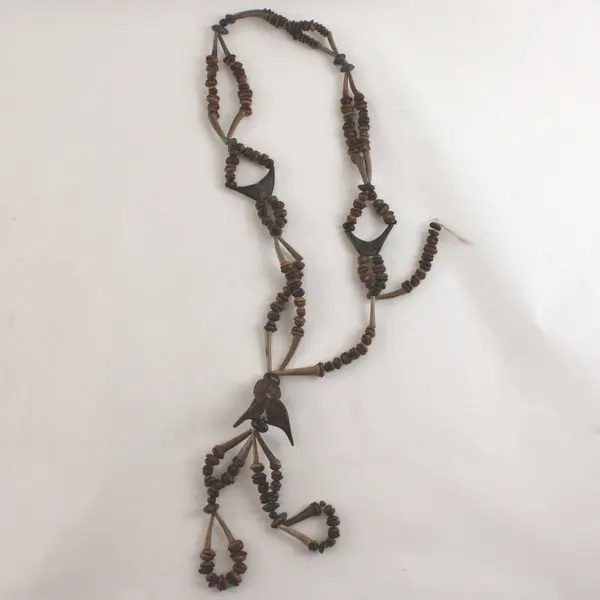 Brown Seed Shell Boho Beaded Necklace 23"