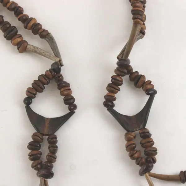 Brown Seed Shell Boho Beaded Necklace 23"