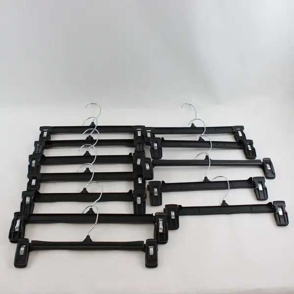 Mixed Lot of 12 Black Plastic Retail Skirt Pants Hangers with Clips