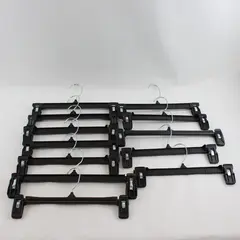 Mixed Lot of 12 Black Plastic Retail Skirt Pants Hangers with Clips