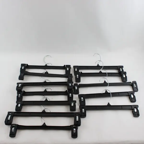 Mixed Lot of 12 Black Plastic Retail Skirt Pants Hangers with Clips