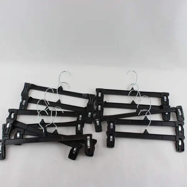 Mixed Lot of 12 Black Plastic Retail Skirt Pants Hangers with Clips