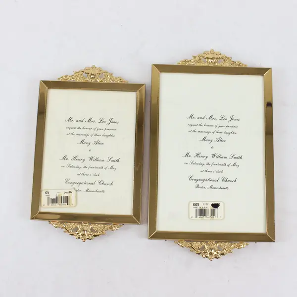 Lot of 2 Gold Ornate Picture Frames Floral Wall Hanging 4x6 5x7