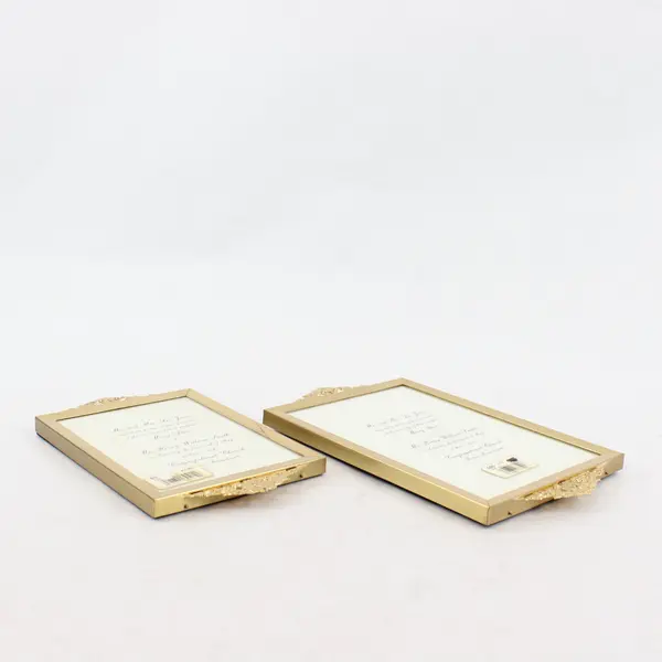 Lot of 2 Gold Ornate Picture Frames Floral Wall Hanging 4x6 5x7