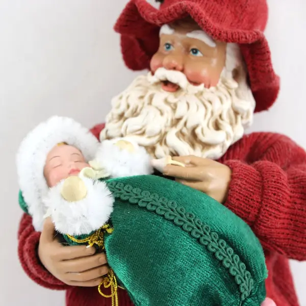 Possible Dreams Clothtiques North Pole Nanny Santa w/ Baby Figurine Box - Flawed