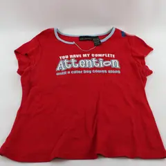 No Boundaries Funny Glittery Red T-Shirt Juniors Large 11/13 FLAWED