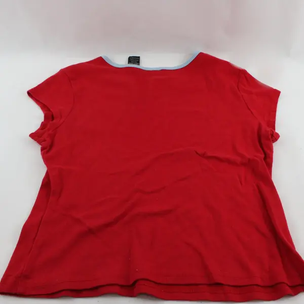 No Boundaries Funny Glittery Red T-Shirt Juniors Large 11/13 FLAWED