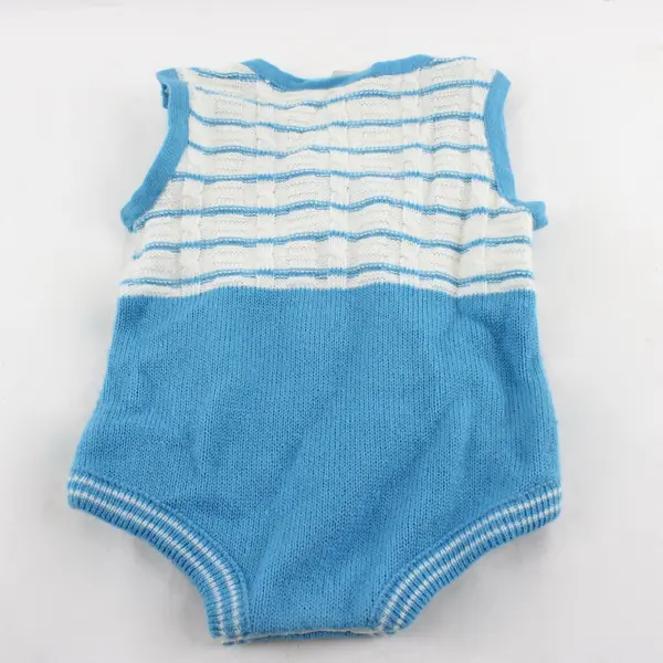 Vintage Baby Togs Puppy Dog Applique Blue and White Knit One Piece 9 Months