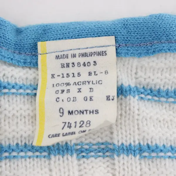 Vintage Baby Togs Puppy Dog Applique Blue and White Knit One Piece 9 Months