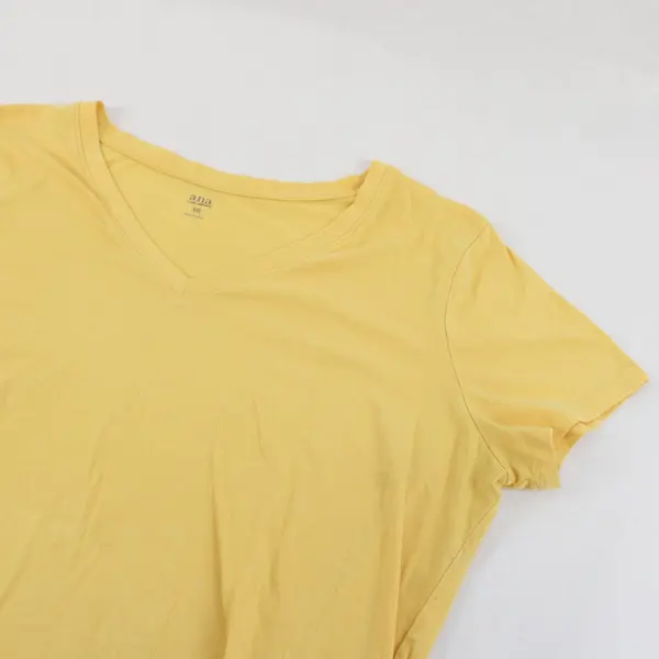 a.n.a A New Approach Yellow V-Neck T-Shirt XXL Short Sleeve Casual Top 