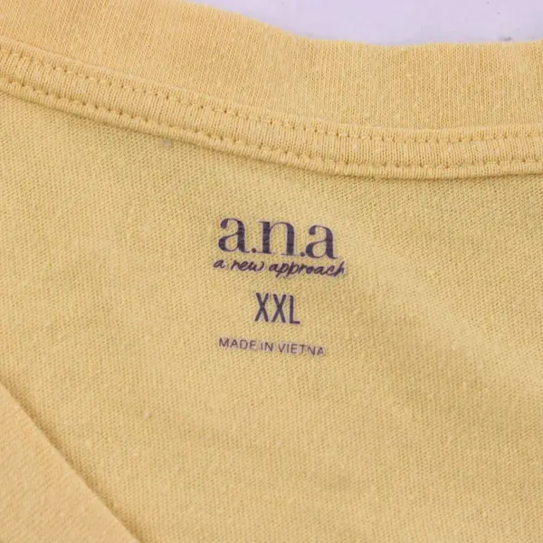 a.n.a A New Approach Yellow V-Neck T-Shirt XXL Short Sleeve Casual Top 