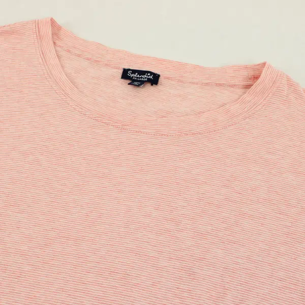 Splendid T Shirt Women’s XXL Pink White Striped Short Sleeves Stretch Tee
