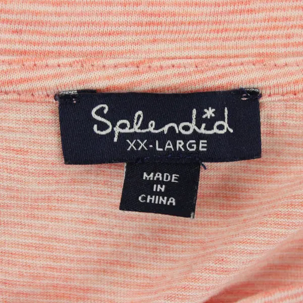Splendid T Shirt Women’s XXL Pink White Striped Short Sleeves Stretch Tee
