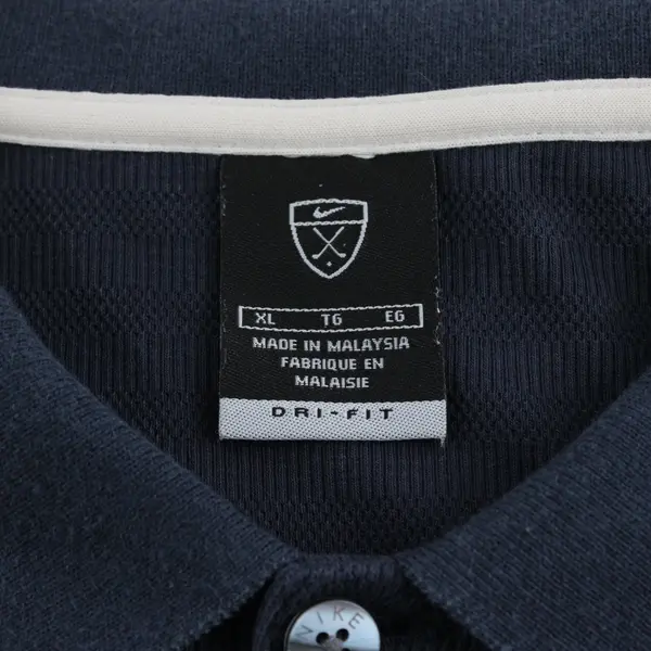 Nike Dri-FIT Navy Blue Polo Shirt Men's XL White Trim