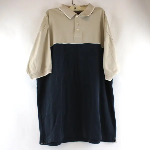 Dockers Beige and Navy Cotton Blend Golf Polo Men's XL