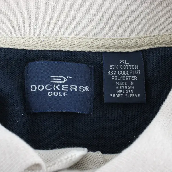 Dockers Beige and Navy Cotton Blend Golf Polo Men's XL