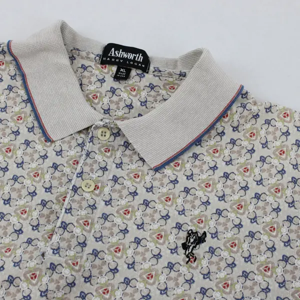 Ashworth Harry Logan Multicolor Patterned Golf Polo Shirt Men's XL